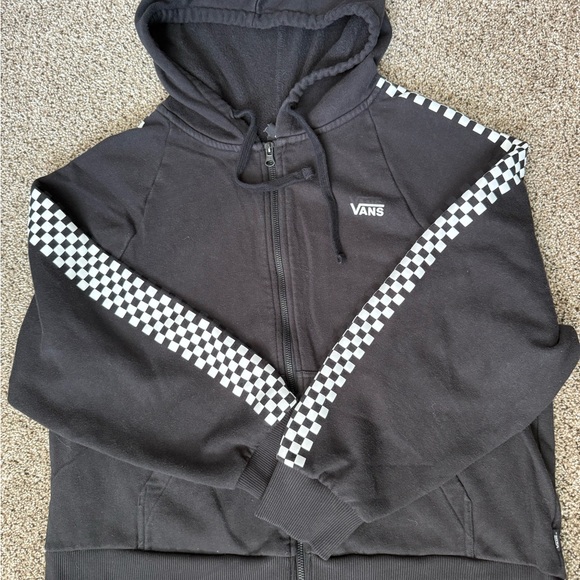 Vans Sweaters - Vans Black Hoodie with Checkered Pattern